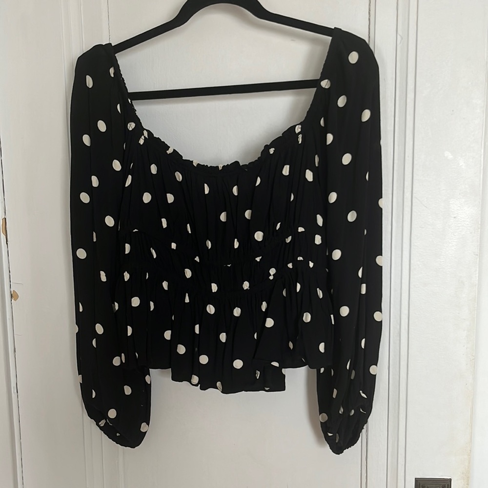 JCrew polka dot top. Large
